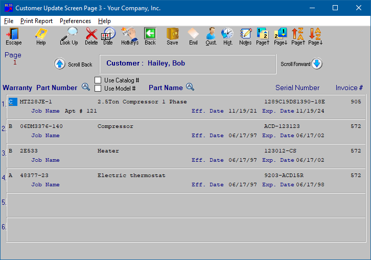 Customer Equipment Screen 3 of 4